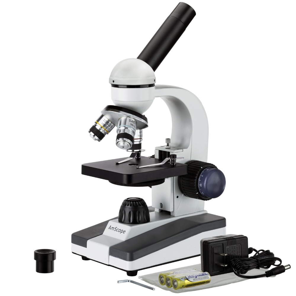 Microscope Compound 40X - Microscópio Monocular Portátil LED AmScope Série