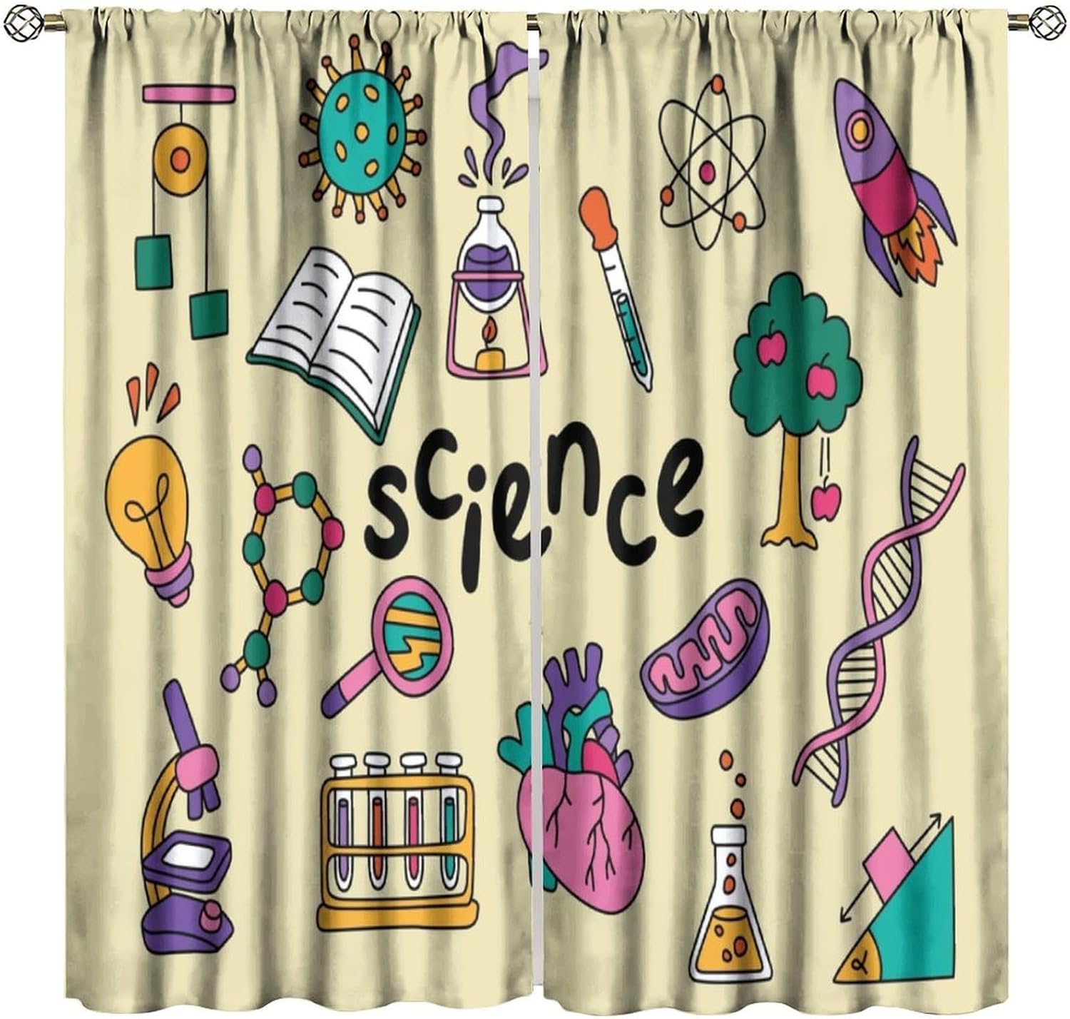 Science Nursery - Cortinas com Tema Científico 2 Peças