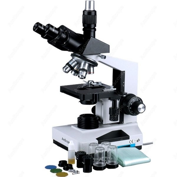 Microscope Compound 40X - Microscópio Biológico Trinocular Simul-Focal Série AmScope