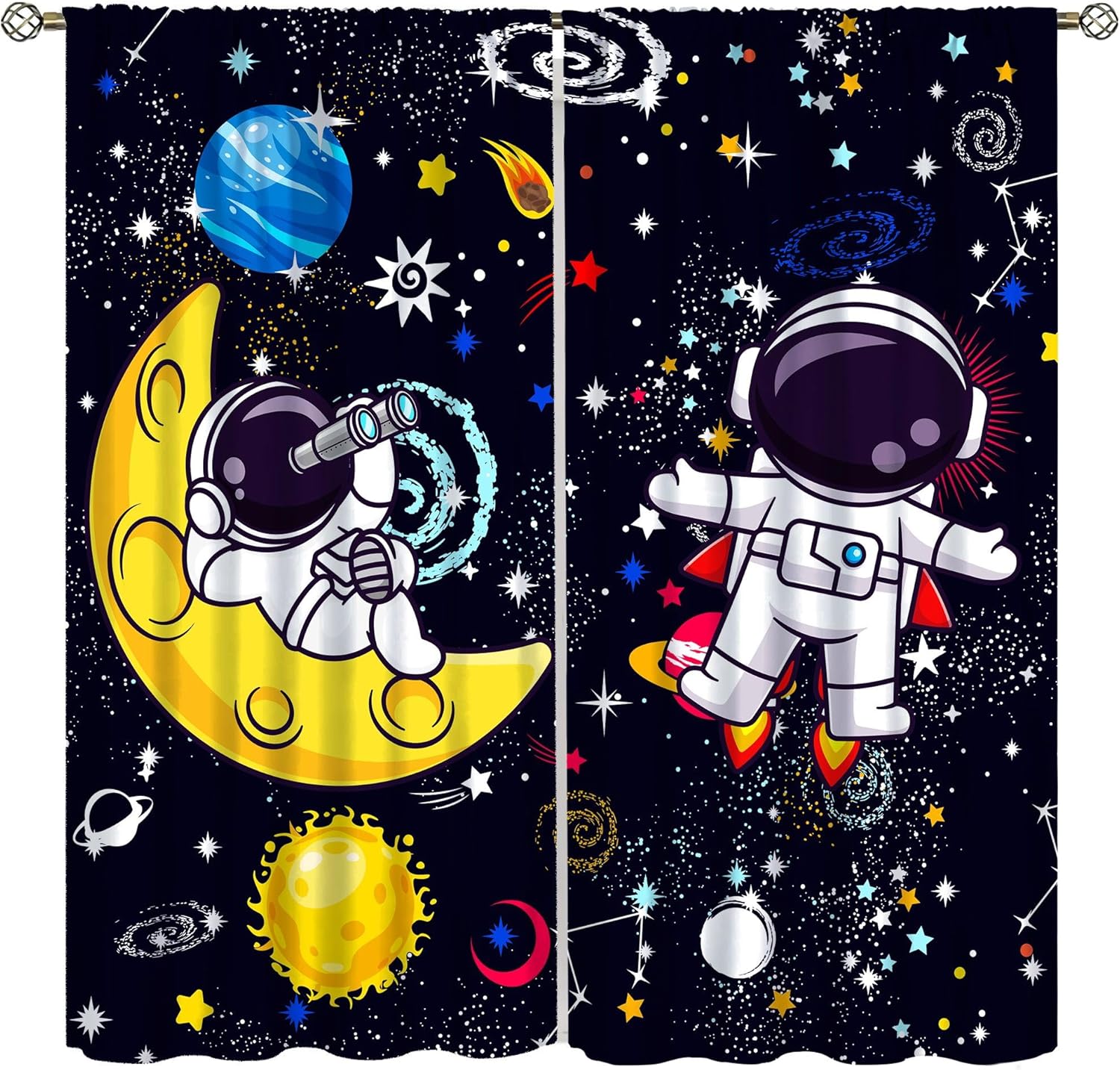 Science Nursery - Cortina Decorativa Galáxia Boho Espacial Noturna