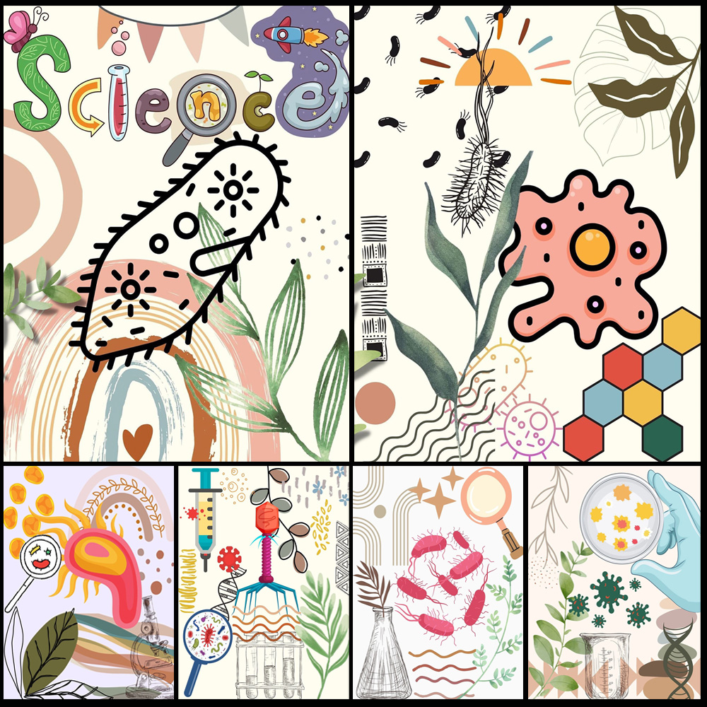 Science Nursery - Microbiologia dos desenhos animados aquarela ciência